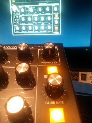 I created a new track using the Minitaur Plugin. Release and Glide Buttons are on (at the Hardware and Software Editor).