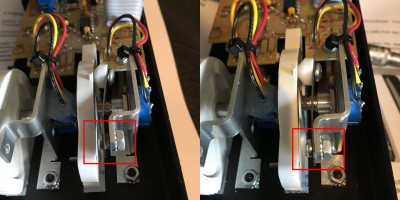 Picture of before and after. Notice the bending of the metal piece of the center detent.