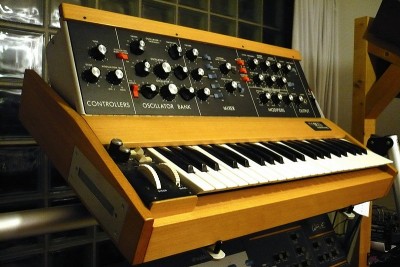 my 1979 minimoog in a self made beech wood housing and with a ribbon bender